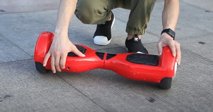 Hoverboard leaning on one side