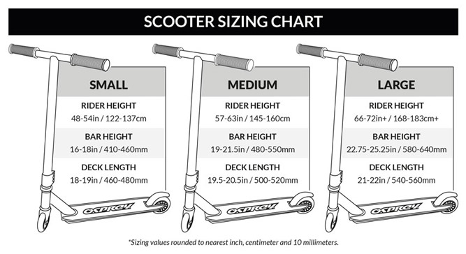 scooter size chart
