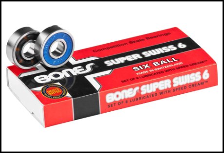 Bones Super Swiss 6 Skateboard Bearings 8 Pack